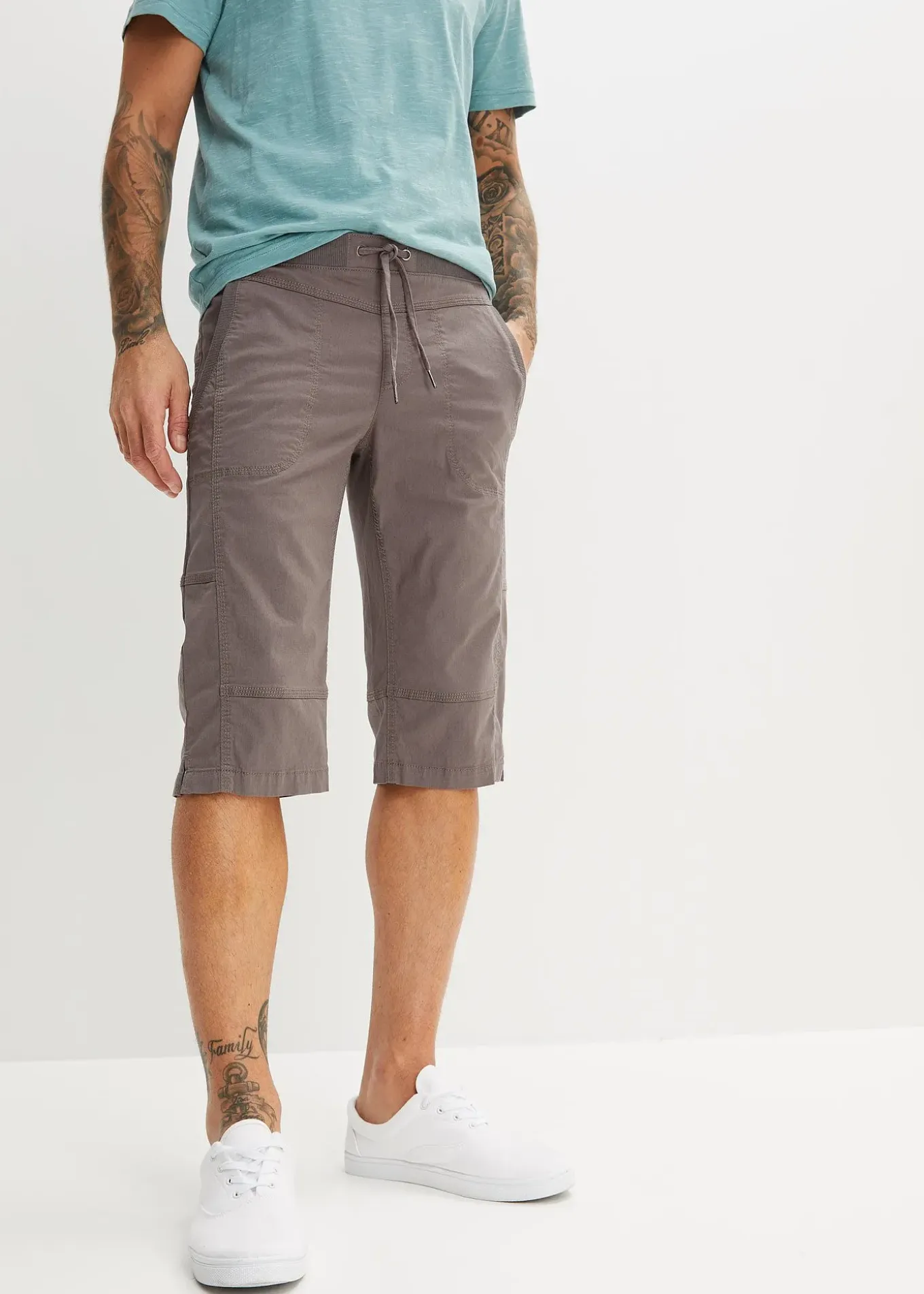 Bermuda long regular à taille élastiquée