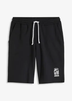 Bermuda sweat à bordures ouvertes en coton, Loose Fit