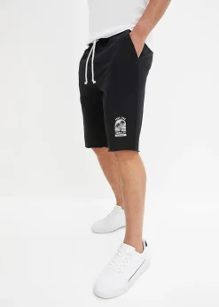 Bermuda sweat à bordures ouvertes en coton, Loose Fit