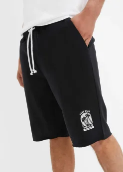 Bermuda sweat à bordures ouvertes en coton, Loose Fit