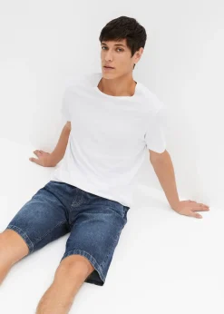 Bermuda taille élastiquée en denim léger, slim