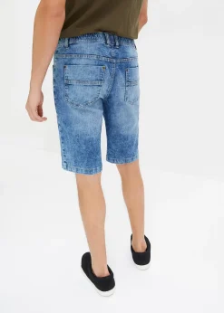 Bermuda taille élastiquée en denim léger, slim