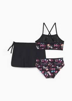 Bikini fille avec jupette assortie (ens. 3 pces)