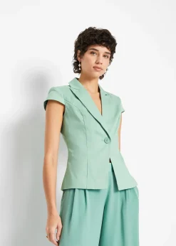 Blazer à manches courtes en satin de coton