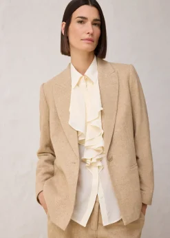 Blazer à motif chevrons, laine majoritaire