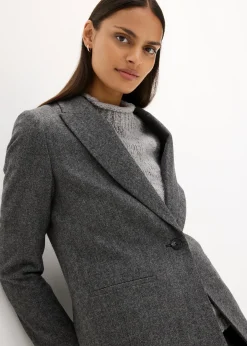 Blazer à motif chevrons, laine majoritaire