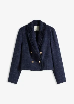 Blazer en maille bouclette à boutons décoratifs