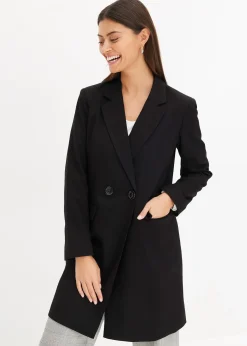 Blazer long à col V, manches longues