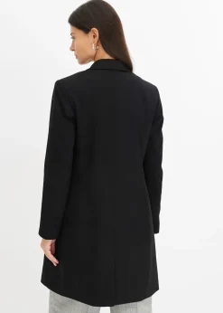 Blazer long à col V, manches longues
