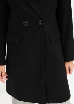 Blazer long à col V, manches longues