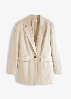 Blazer long en lin et viscose