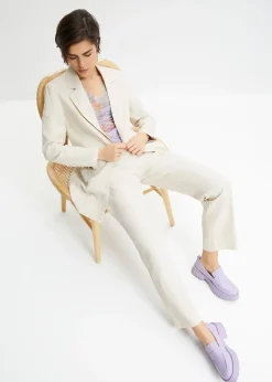Blazer long en lin et viscose