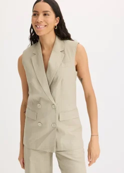 Blazer sans manches en lin mélangé