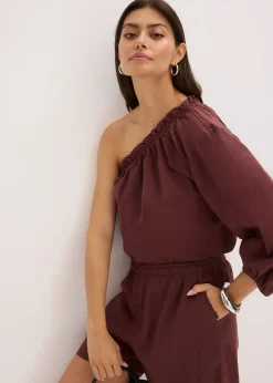Blouse asymétrique en lin mélangé