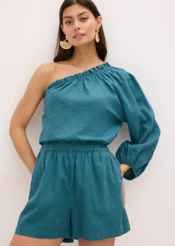Blouse asymétrique en lin mélangé