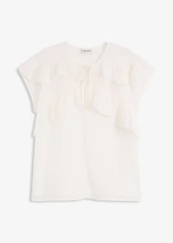 Blouse en crêpe à volants