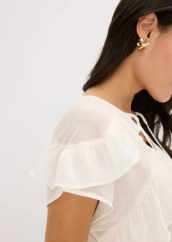 Blouse en crêpe à volants