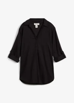 Blouse en lin mélangé, manches 3/4