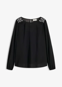 Blouse en mousseline avec strass sur les épaules