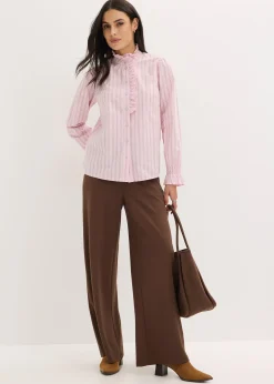 Blouse en popeline à col volanté