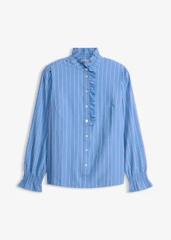 Blouse en popeline à col volanté