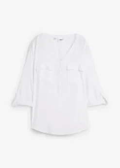 Blouse fluide à col en V et manches longues