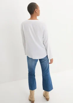Blouse fluide à col en V et manches longues