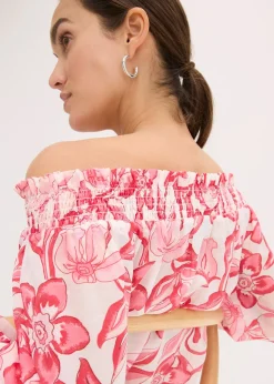 Blouse imprimée encolure bardot
