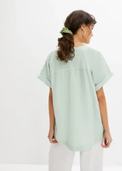Blouse manches courtes en gaze de coton