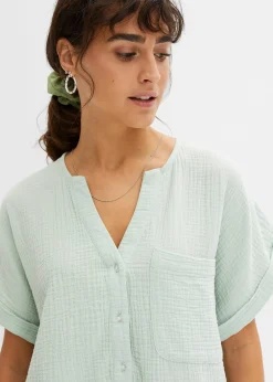 Blouse manches courtes en gaze de coton