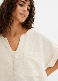 Blouse manches courtes en gaze de coton