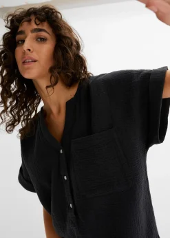 Blouse manches courtes en gaze de coton