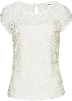 Blouse manches courtes en dentelle