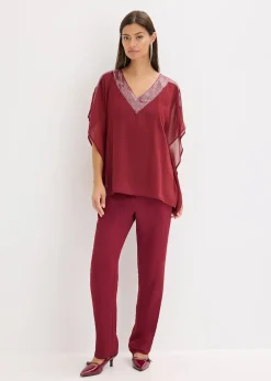 Blouse oversize à empiècement orné de sequins