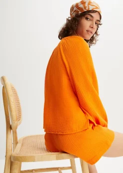Blouse oversize en gaze de coton