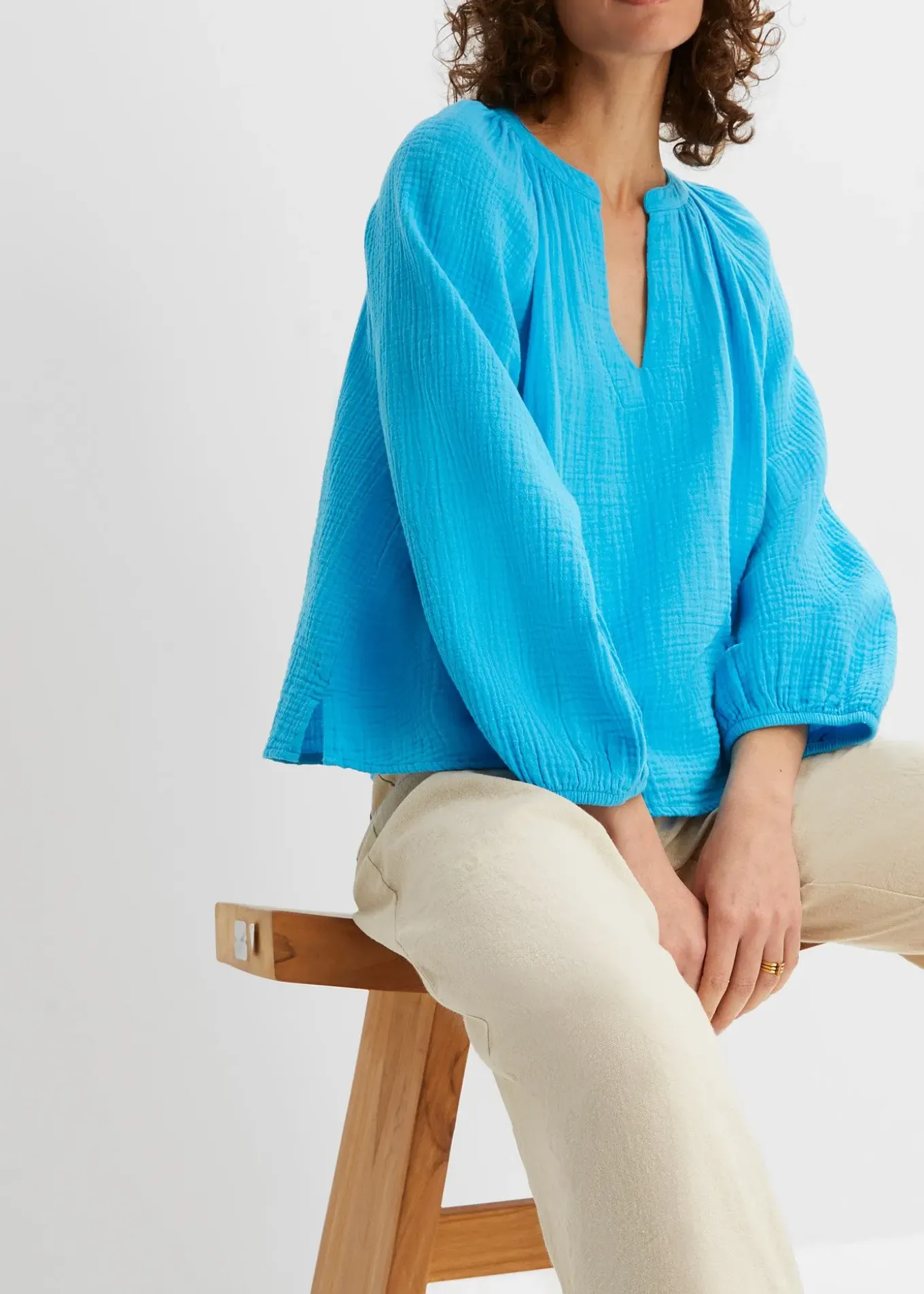 Blouse oversize en gaze de coton