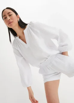 Blouse oversize en gaze de coton