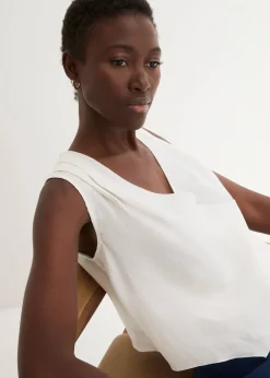 Blouse sans manches 100 % lin à encolure croisée