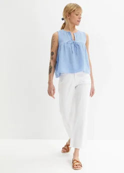 Blouse sans manches en gaze de coton