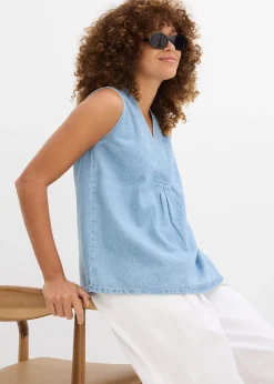Blouse sans manches en jean