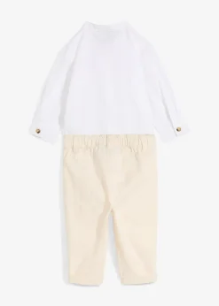 Body chemise et pantalon chino 100% coton (ens. 2 pces)