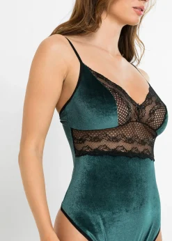 Body en velours ouvert