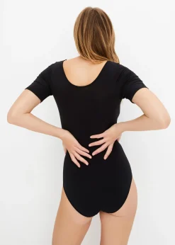 Body manches courtes en modal et dentelle