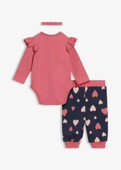 Body, pantalon, bandeau en coton (ens. 3 pces)