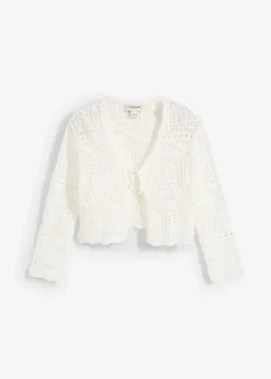 Boléro manches 3/4 en maille ajourée