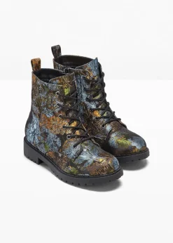 Boots à lacets à motif floral