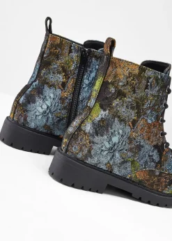 Boots à lacets à motif floral