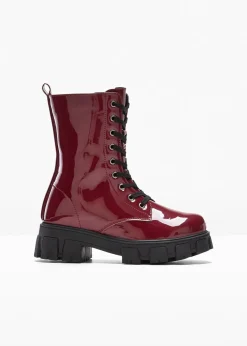 Boots à lacets vernies