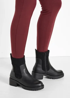 Boots avec empiècement en velours côtelé