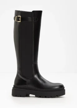 Bottes fourrées à plateforme et empiècement élastique